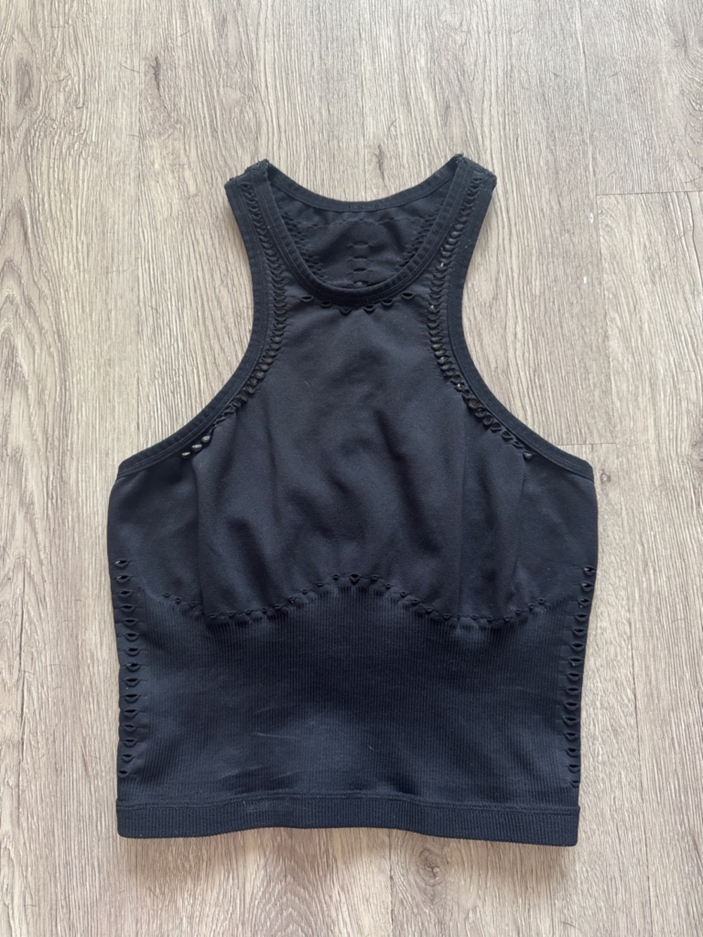 ALO Yoga Black Ribbed Seamless Racerback Crop Tank
